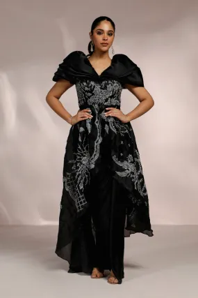 LONG PEPLUM TOP AND DRAPE SKIRT SET