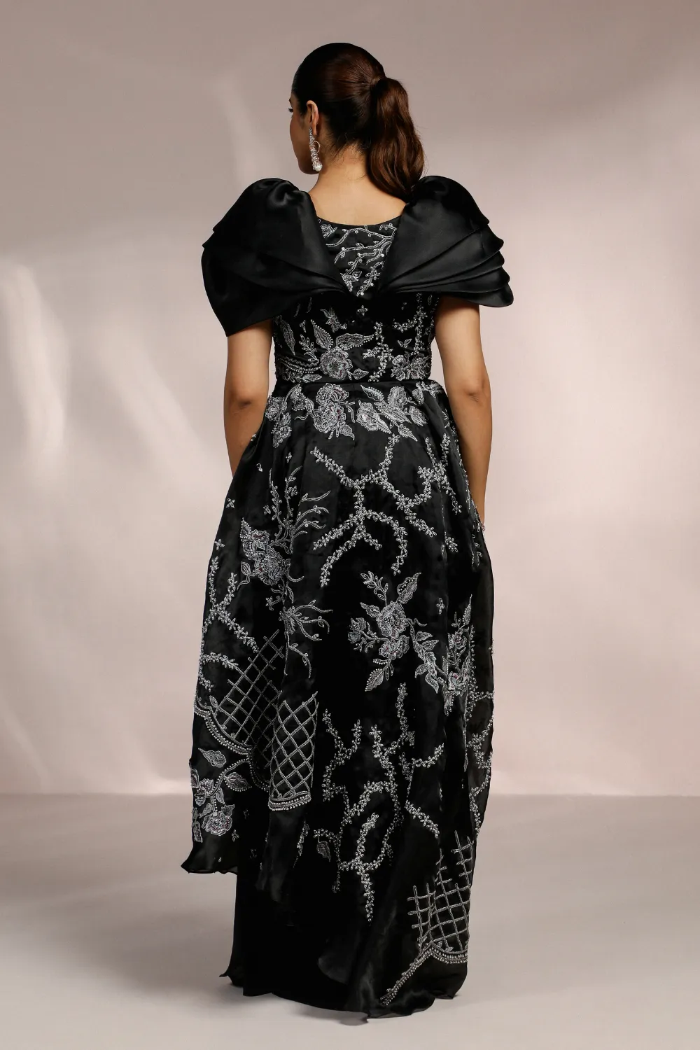LONG PEPLUM TOP AND DRAPE SKIRT SET