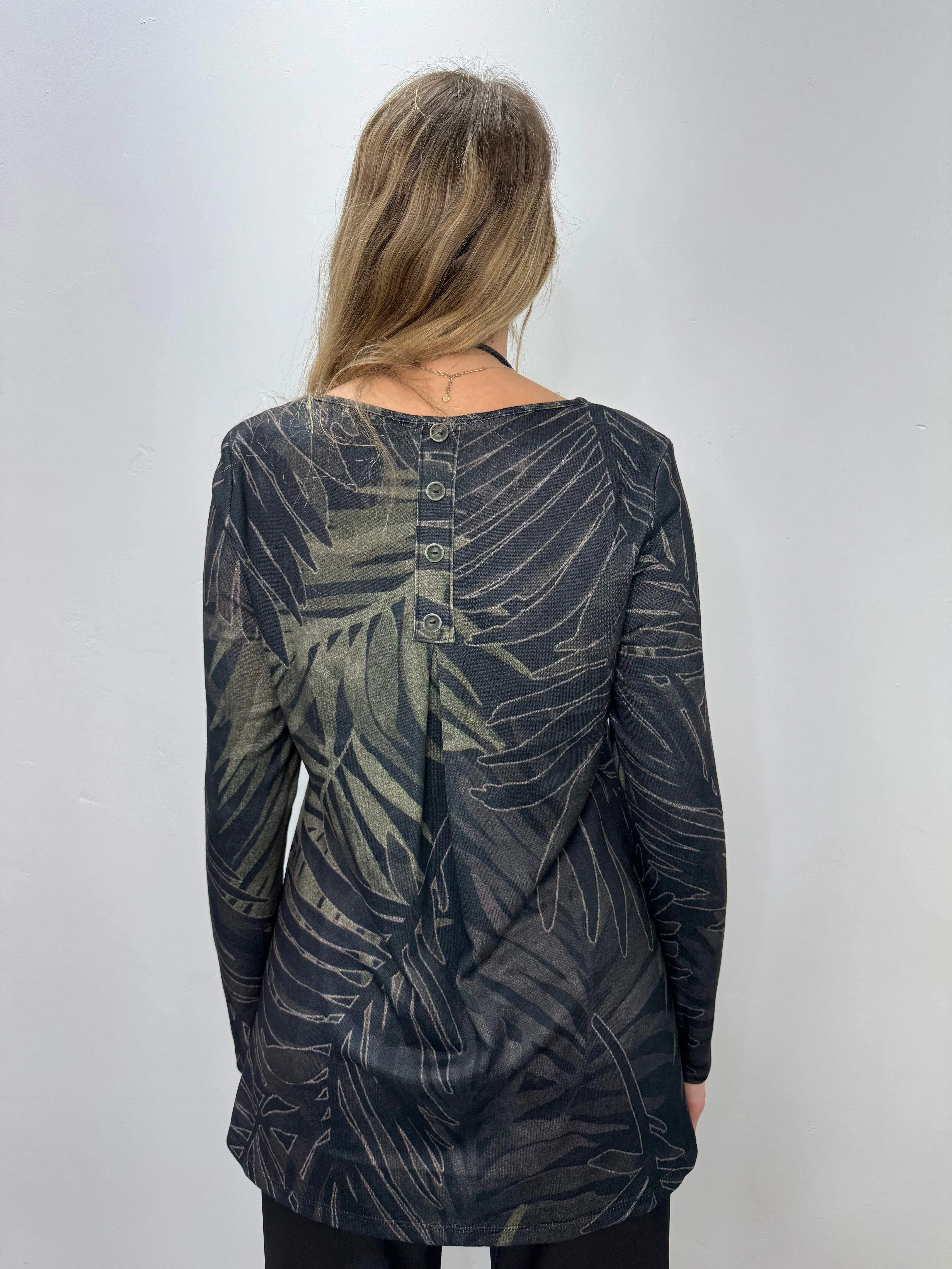Long Sleeve Palm Leaf 2 Pocket Tunic
