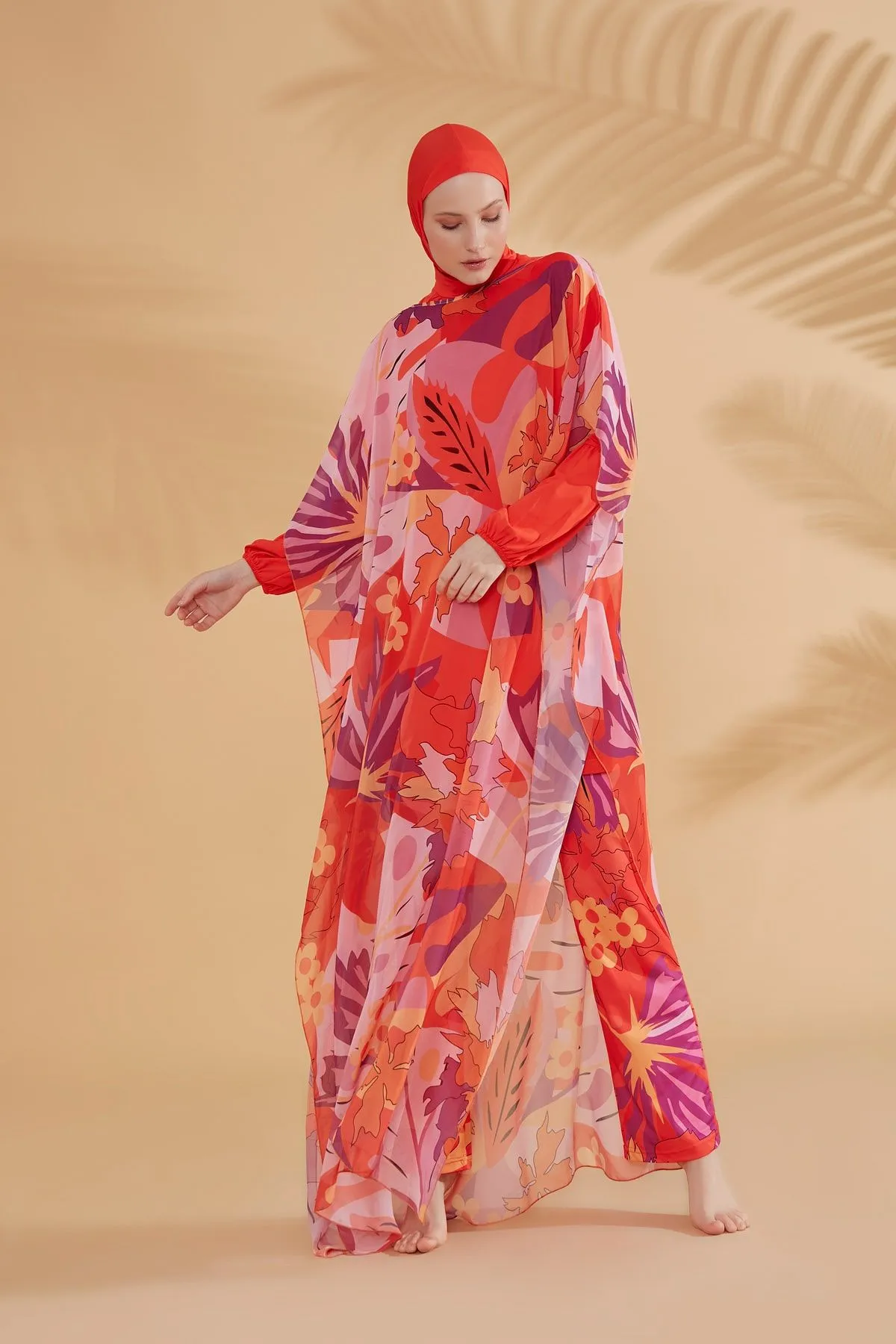 Lycra Orange Burkini Modest Swimwear M2317