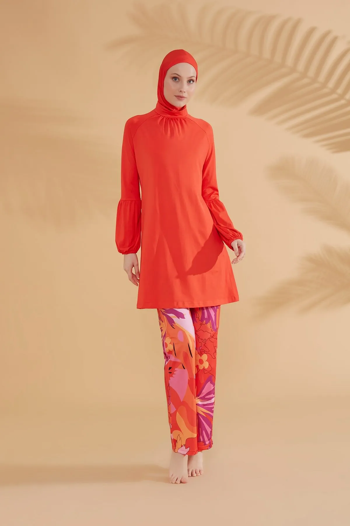 Lycra Orange Burkini Modest Swimwear M2317