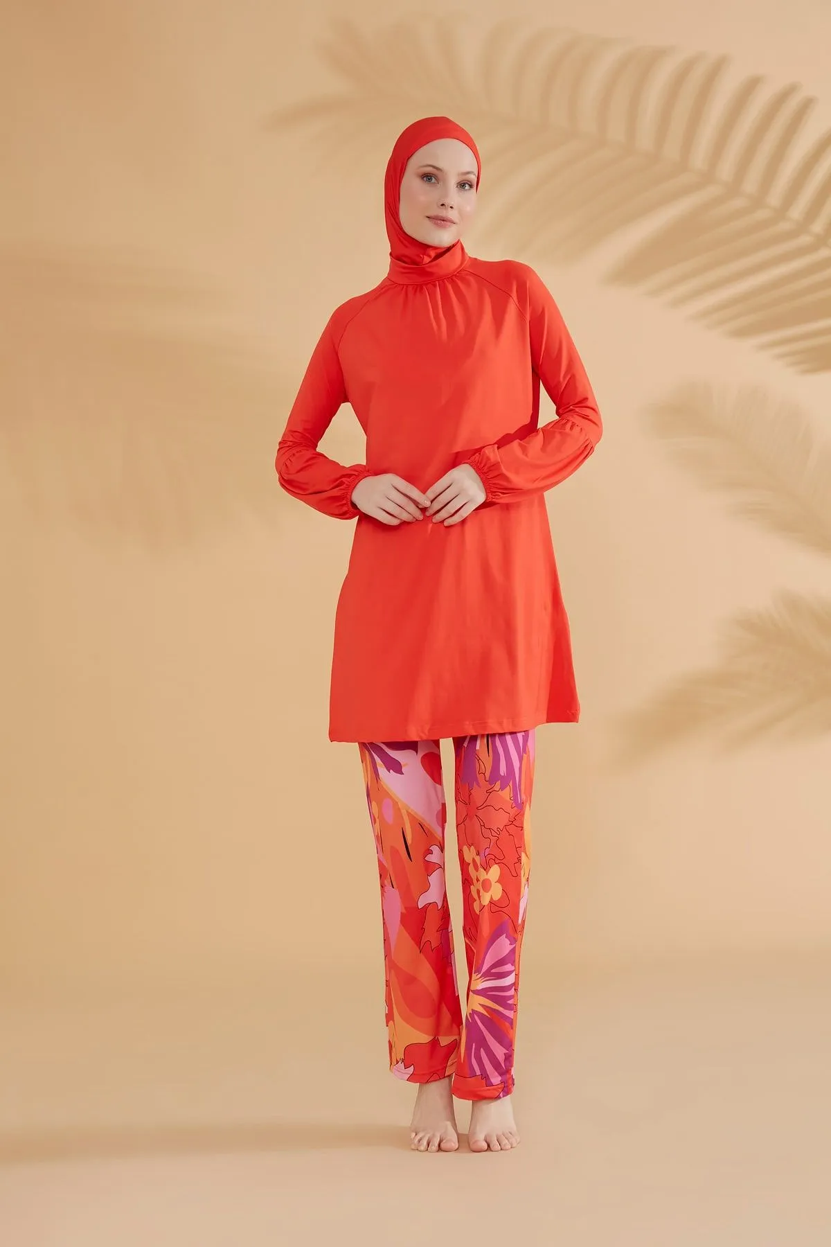 Lycra Orange Burkini Modest Swimwear M2317