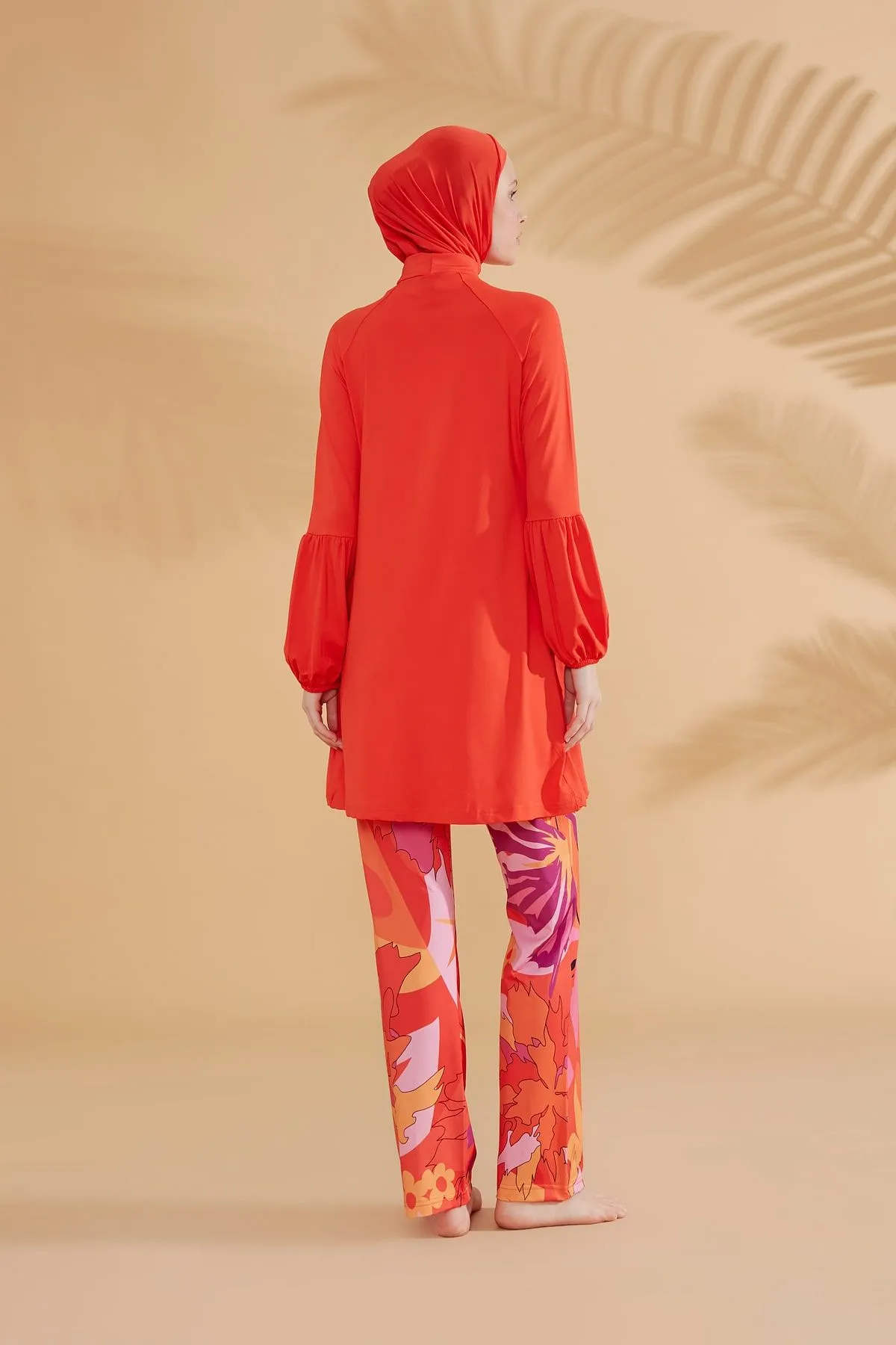 Lycra Orange Burkini Modest Swimwear M2317