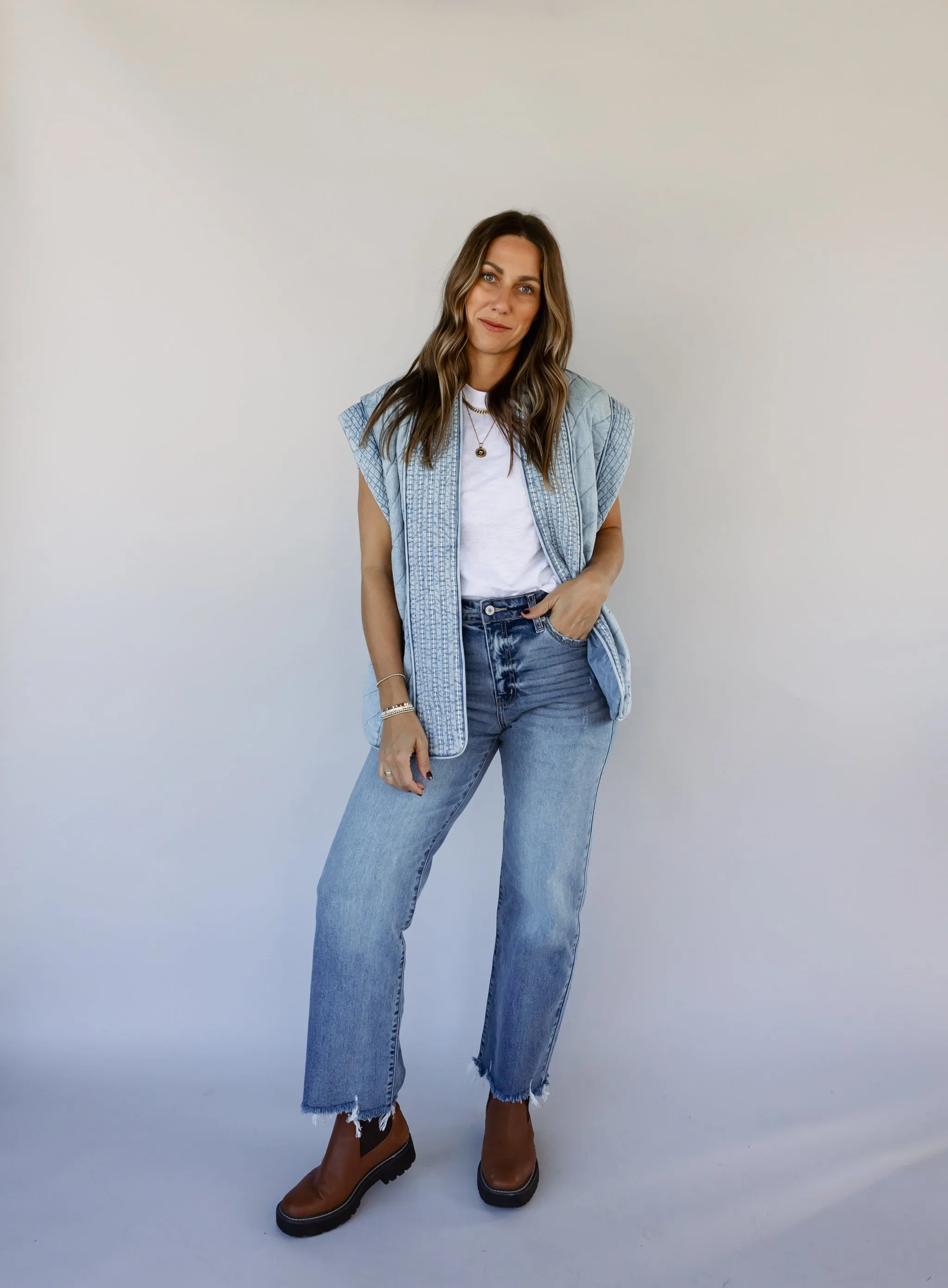Mariana Quilted Denim Vest - Final Sale