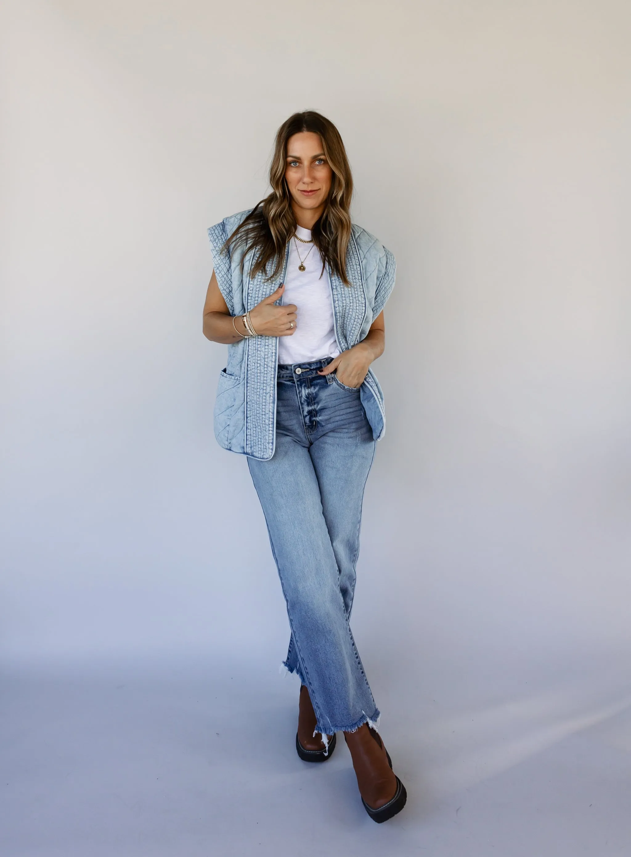 Mariana Quilted Denim Vest - Final Sale
