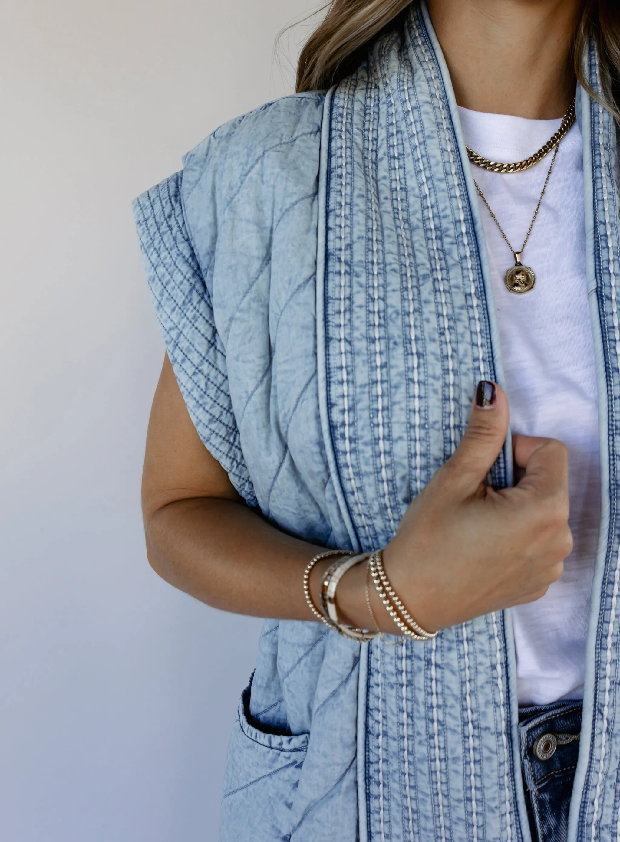Mariana Quilted Denim Vest - Final Sale