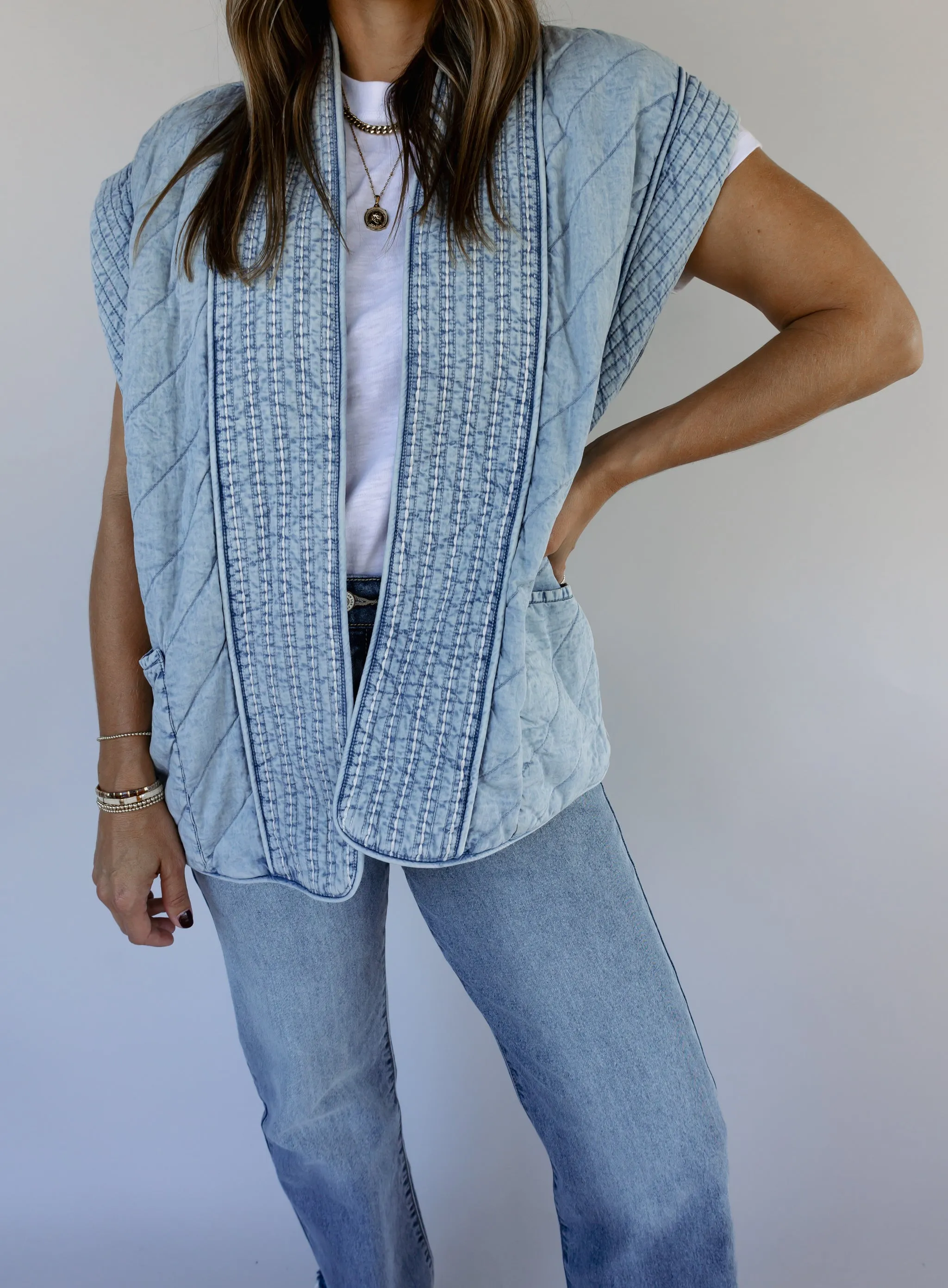 Mariana Quilted Denim Vest - Final Sale