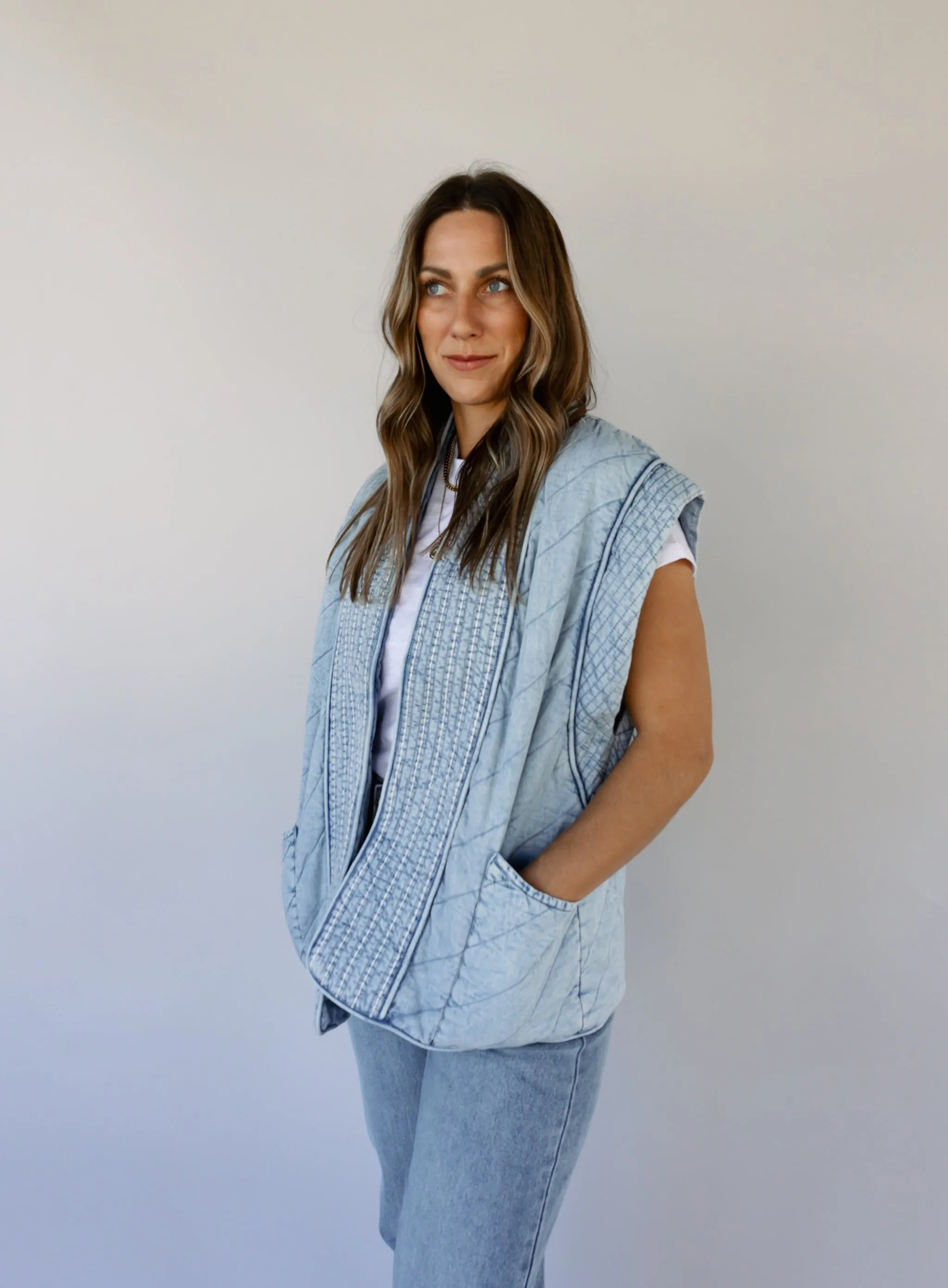 Mariana Quilted Denim Vest - Final Sale