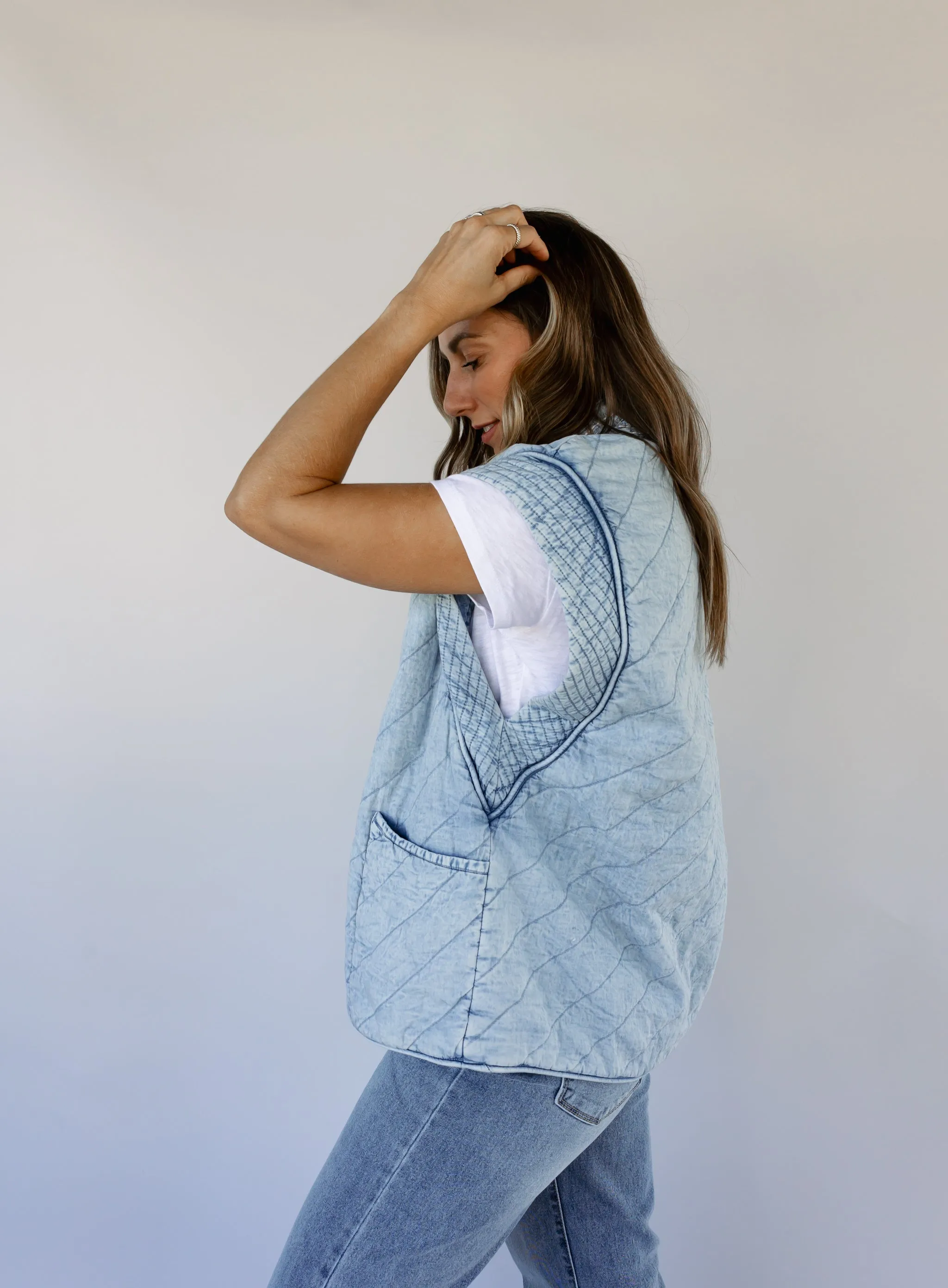 Mariana Quilted Denim Vest - Final Sale