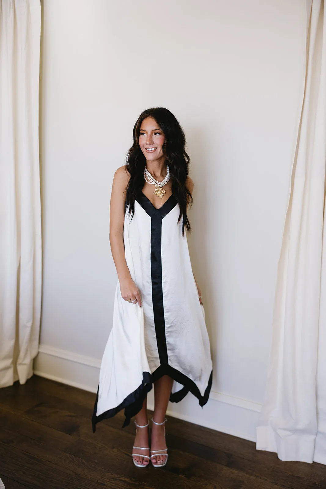 Marva Midi Dress - Ivory/Black