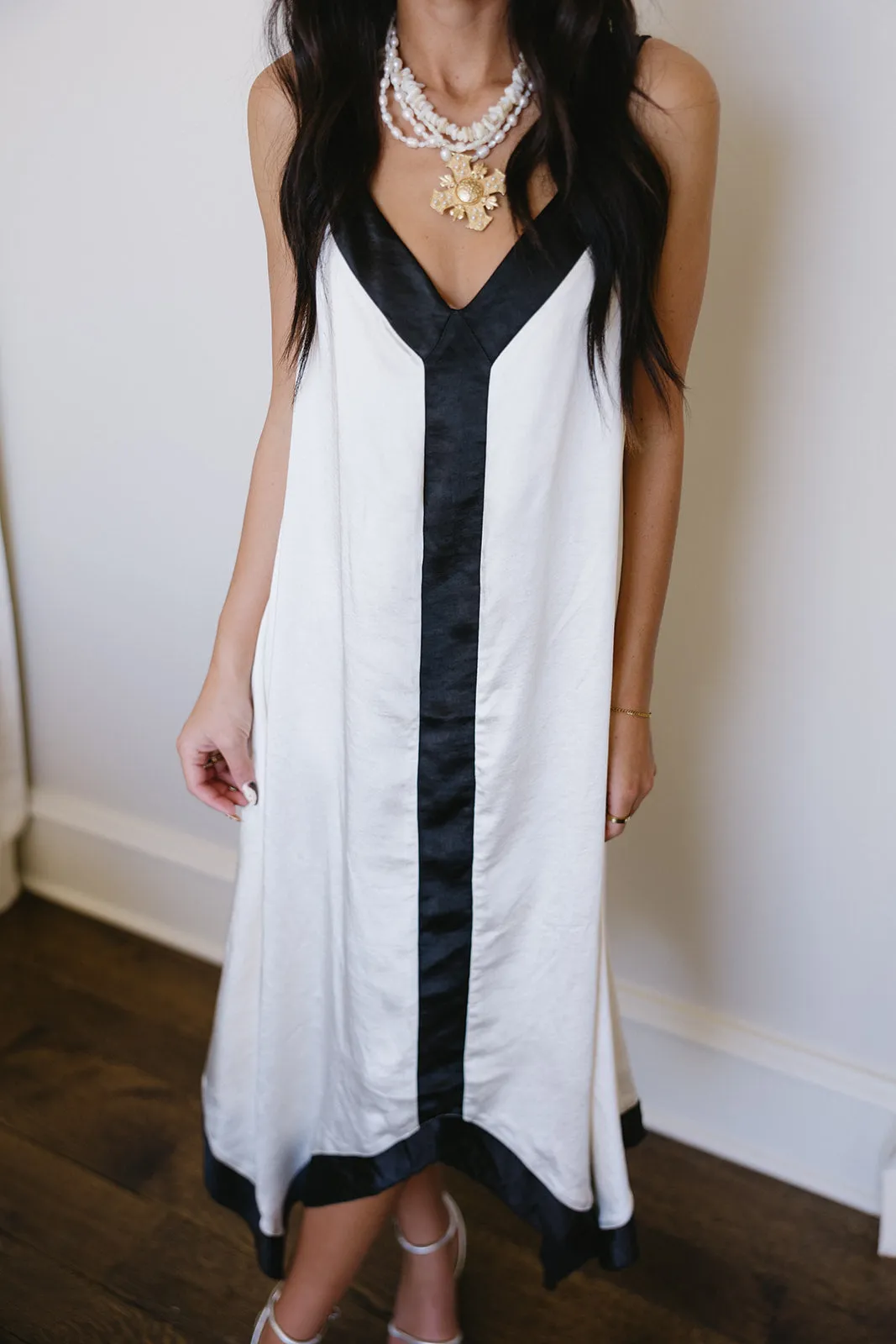 Marva Midi Dress - Ivory/Black