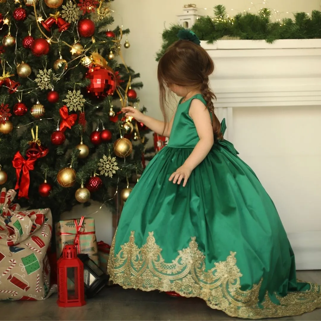 Matilda Christmas girl dress emerald