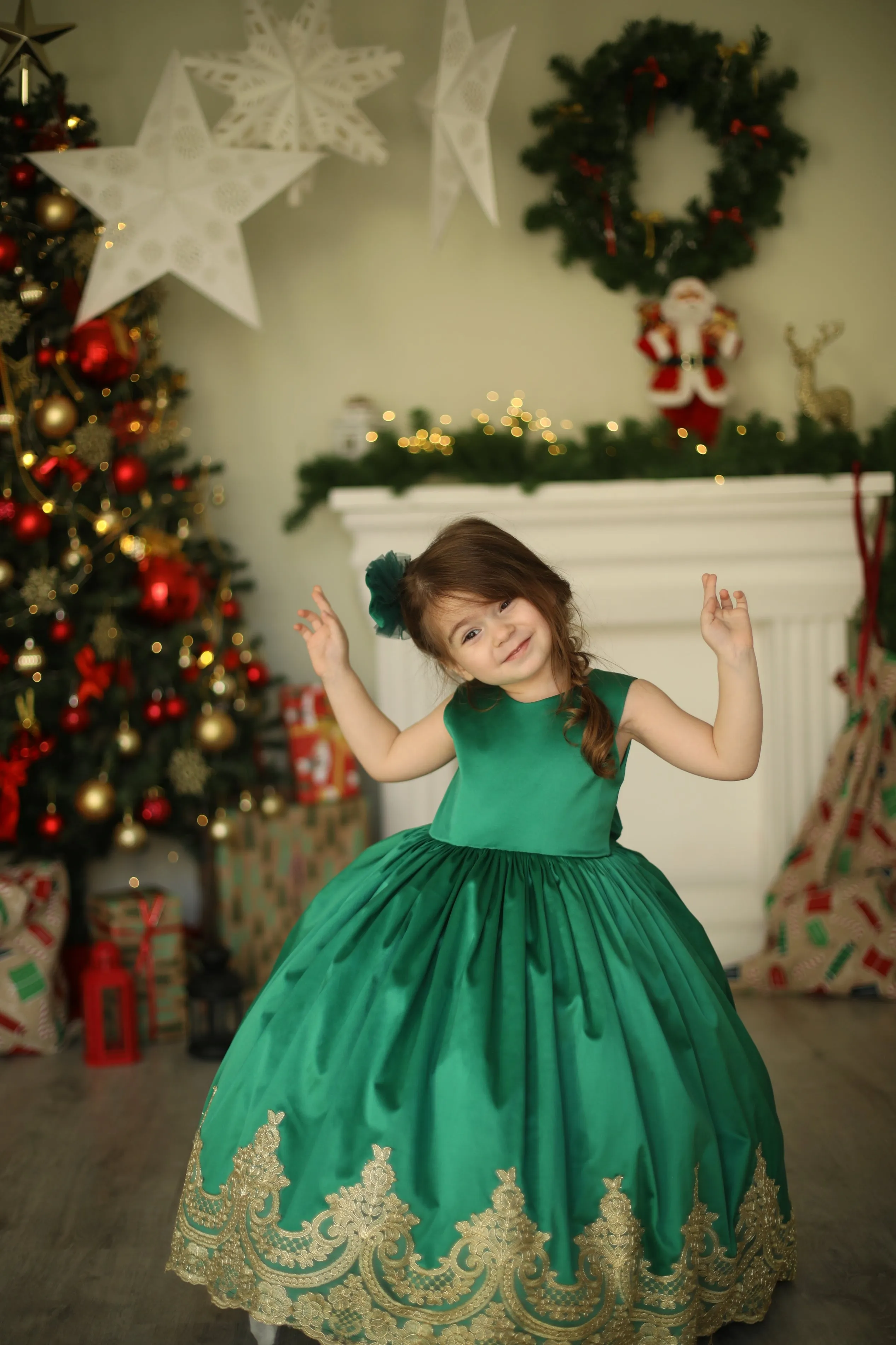 Matilda Christmas girl dress emerald
