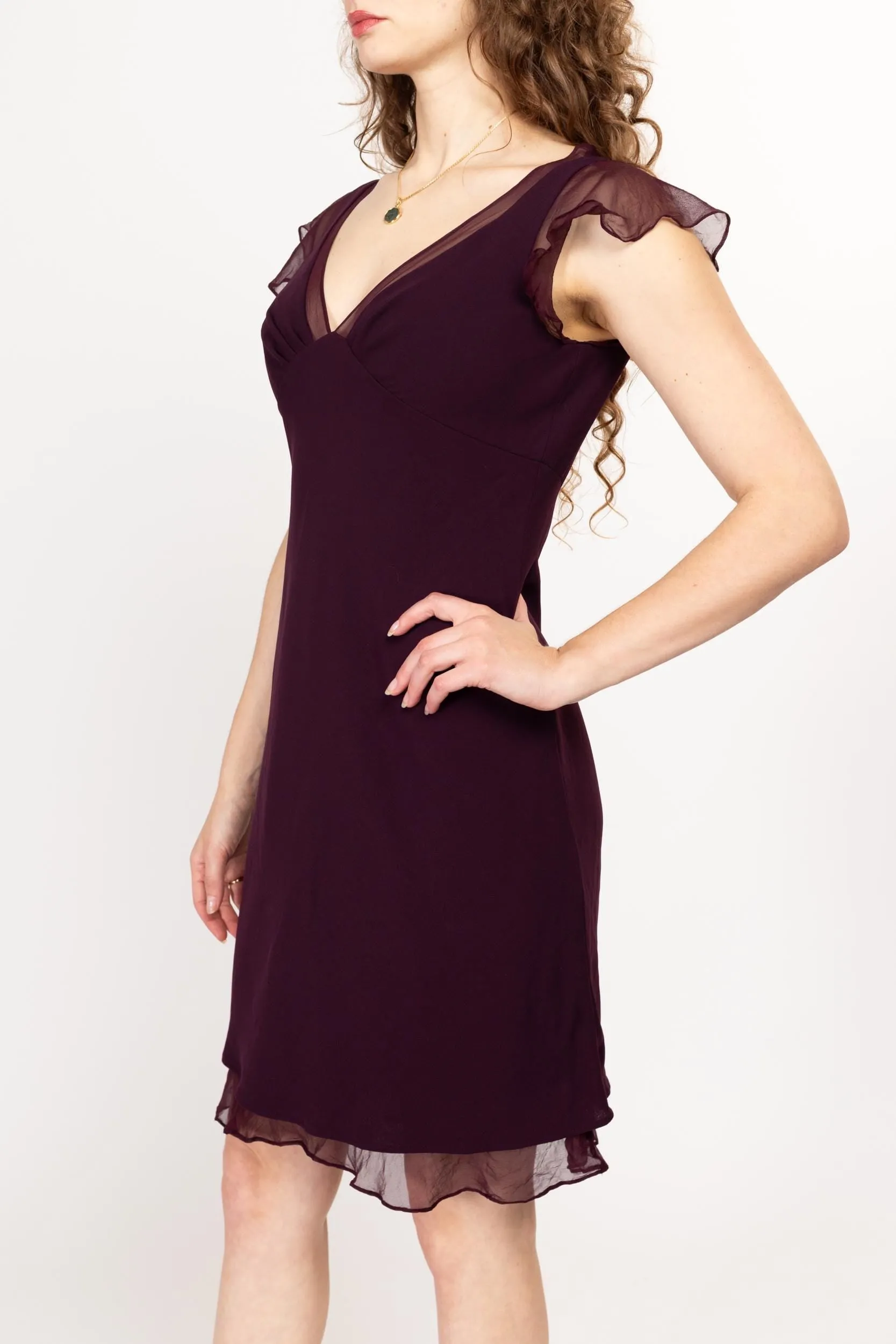 Medium 90s Plum Purple Mini Cocktail Dress Size 8