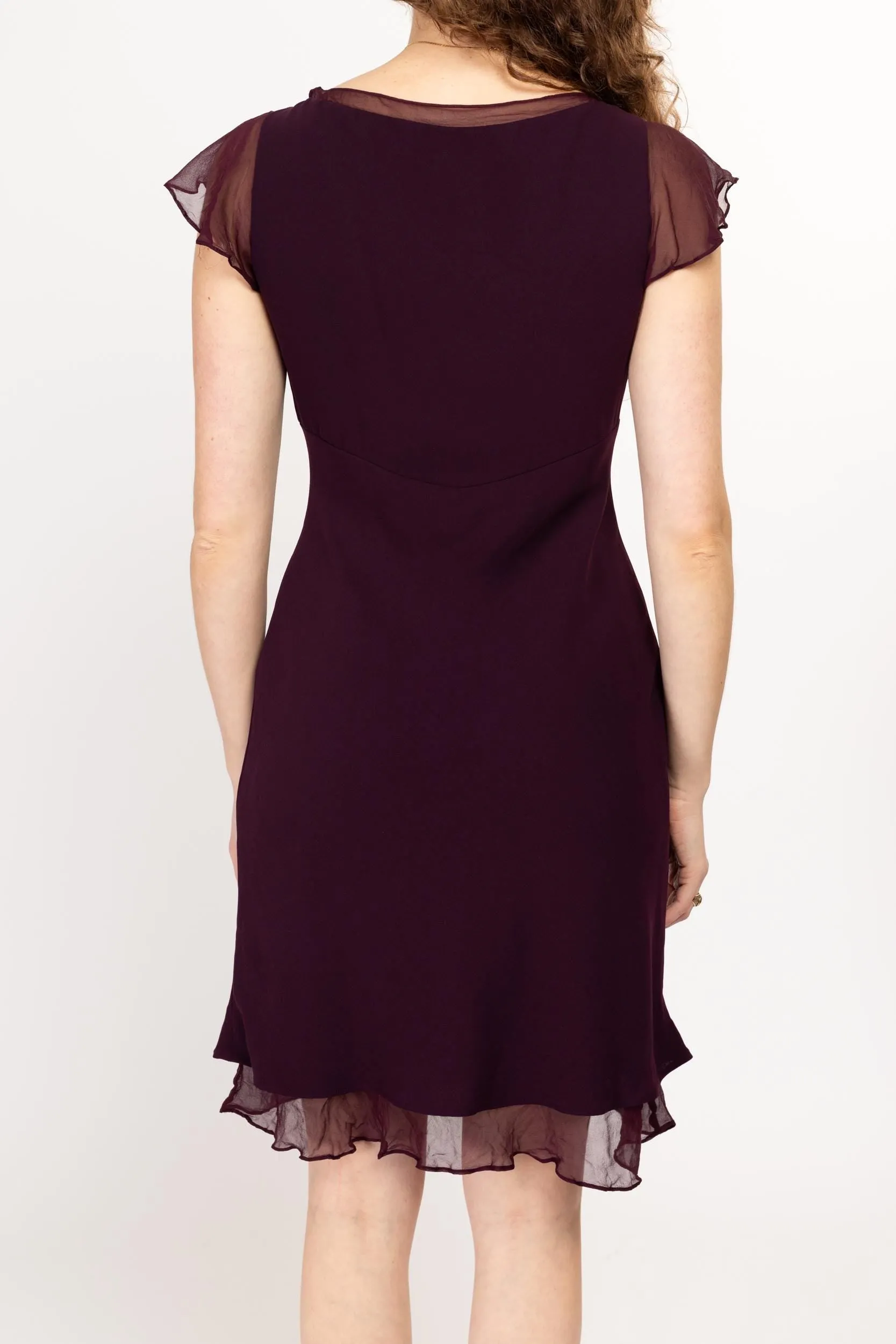 Medium 90s Plum Purple Mini Cocktail Dress Size 8