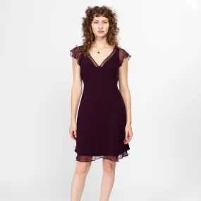 Medium 90s Plum Purple Mini Cocktail Dress Size 8
