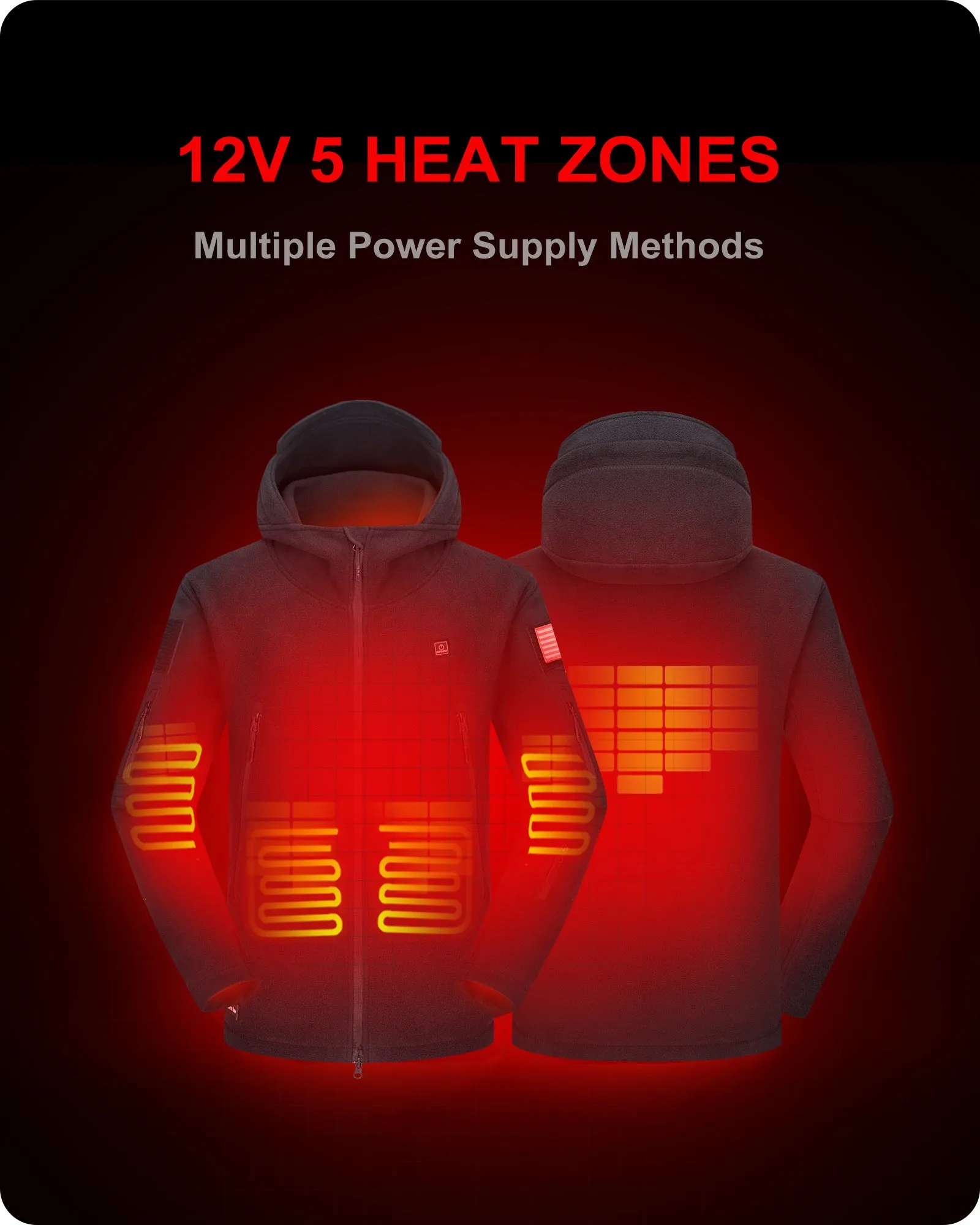 Men's Polar Fleece Heated Jacket With 12V Battery Pack - Olive Green