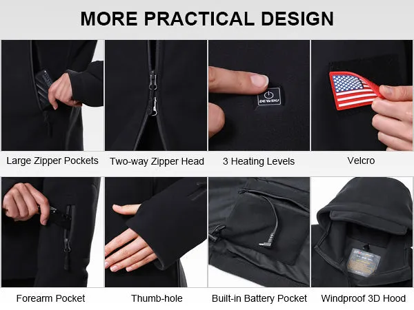 Men's Polar Fleece Heated Jacket With 12V Battery Pack - Olive Green