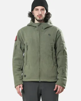 Men's Polar Fleece Heated Jacket With 12V Battery Pack - Olive Green