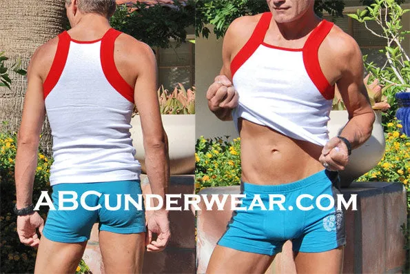 Mens Red Contrast Squarecut Tank 2 pk - Clearance