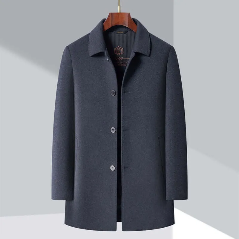 Men's Single-Breasted Wool Overcoat with Tailored Fit