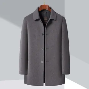 Men's Single-Breasted Wool Overcoat with Tailored Fit