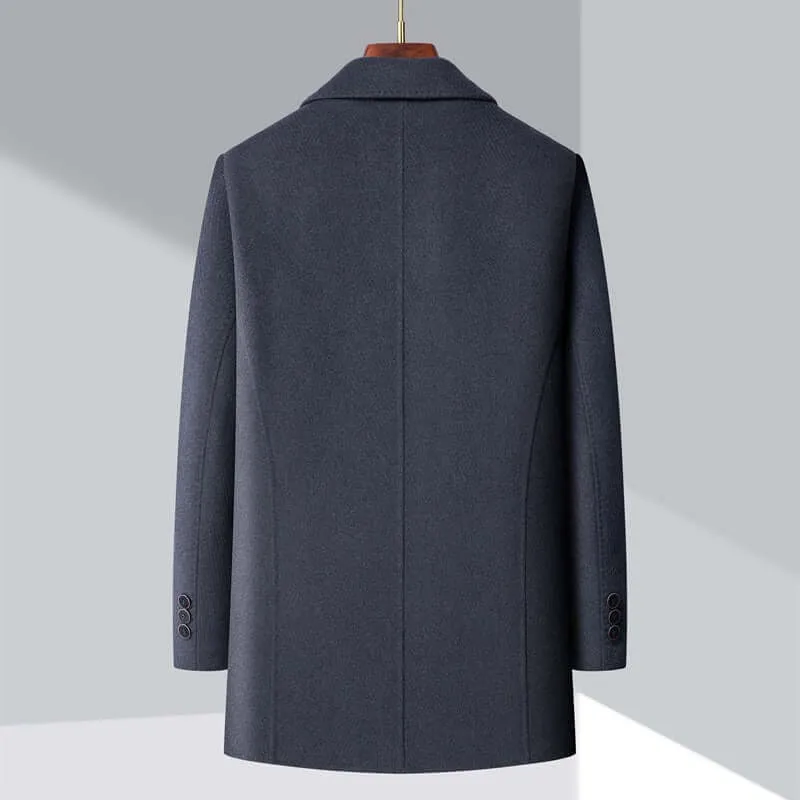 Men's Single-Breasted Wool Overcoat with Tailored Fit
