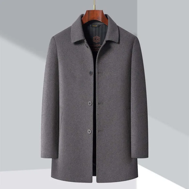Men's Single-Breasted Wool Overcoat with Tailored Fit