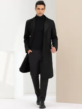 Men's Winter Pea Single Breasted Notched Lapel Long Trench Coat
