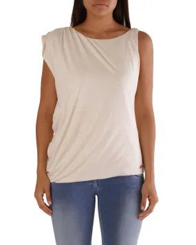 Met Women's White Sleeveless Loose Fit T-Shirt