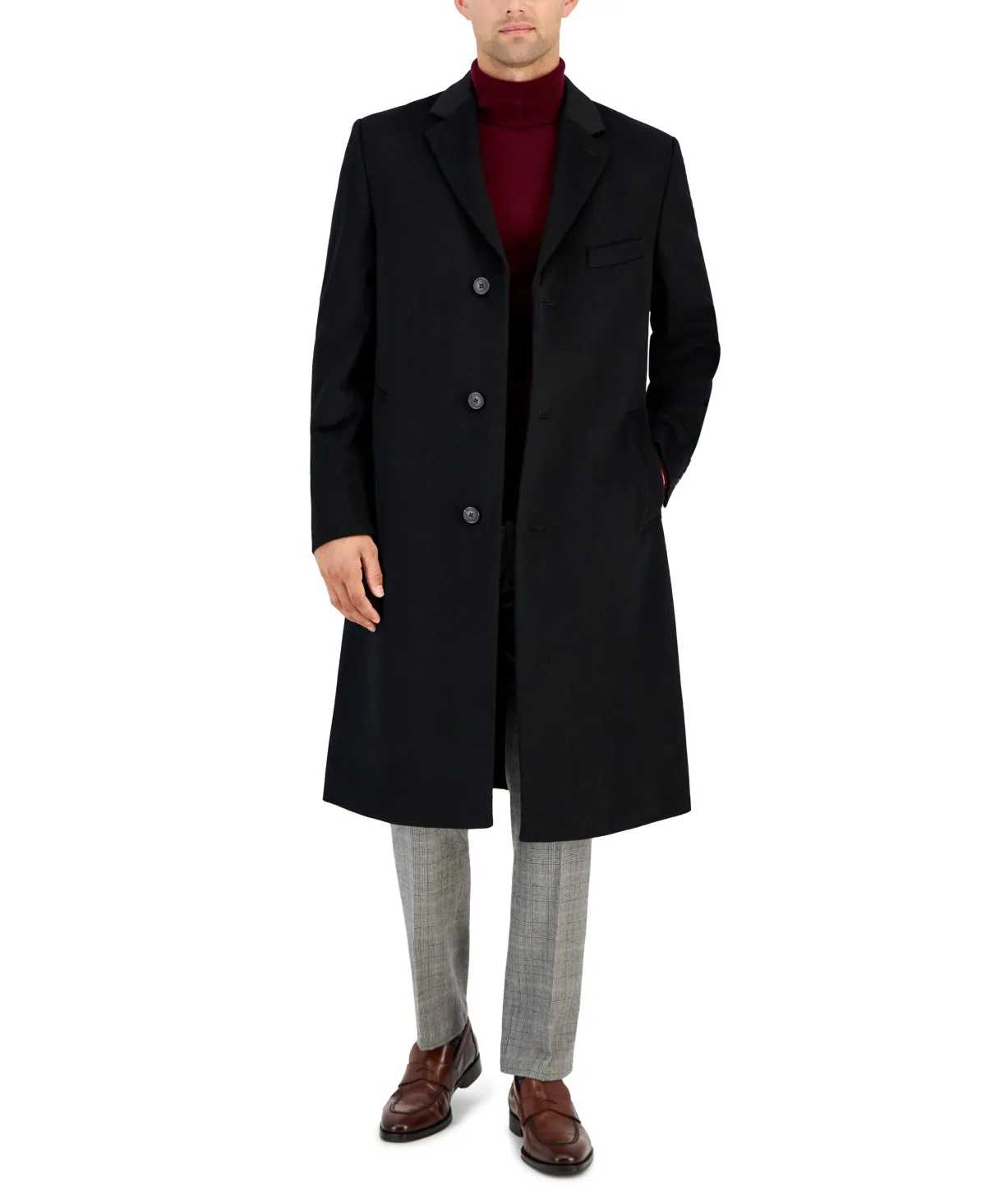 Michael Kors Mens Classic fit Overcoat Coat 46 L Black Solid