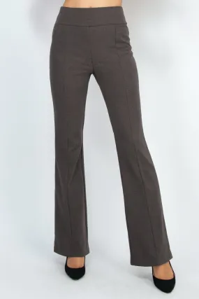 Mid-Rise Flare Leg Pull On Knit Pants