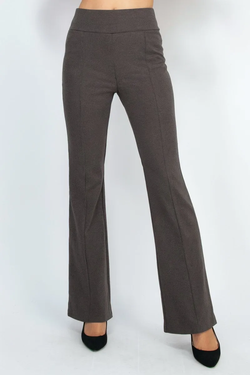 Mid-Rise Flare Leg Pull On Knit Pants