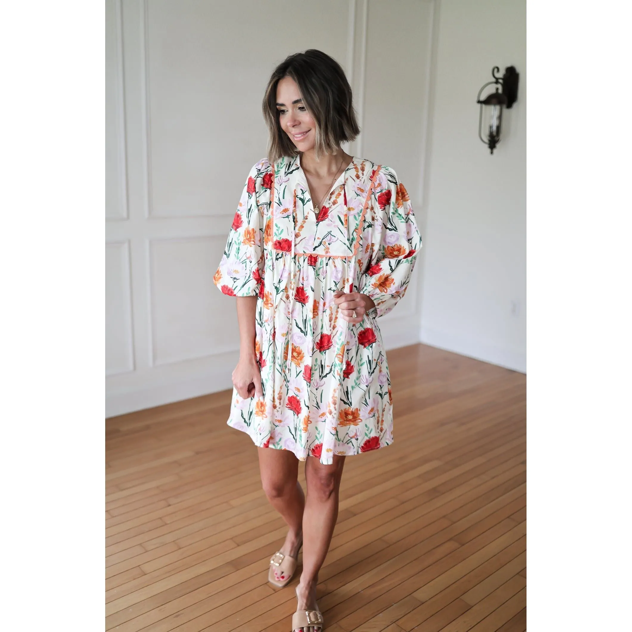 Mila Floral Print Babydoll Dress