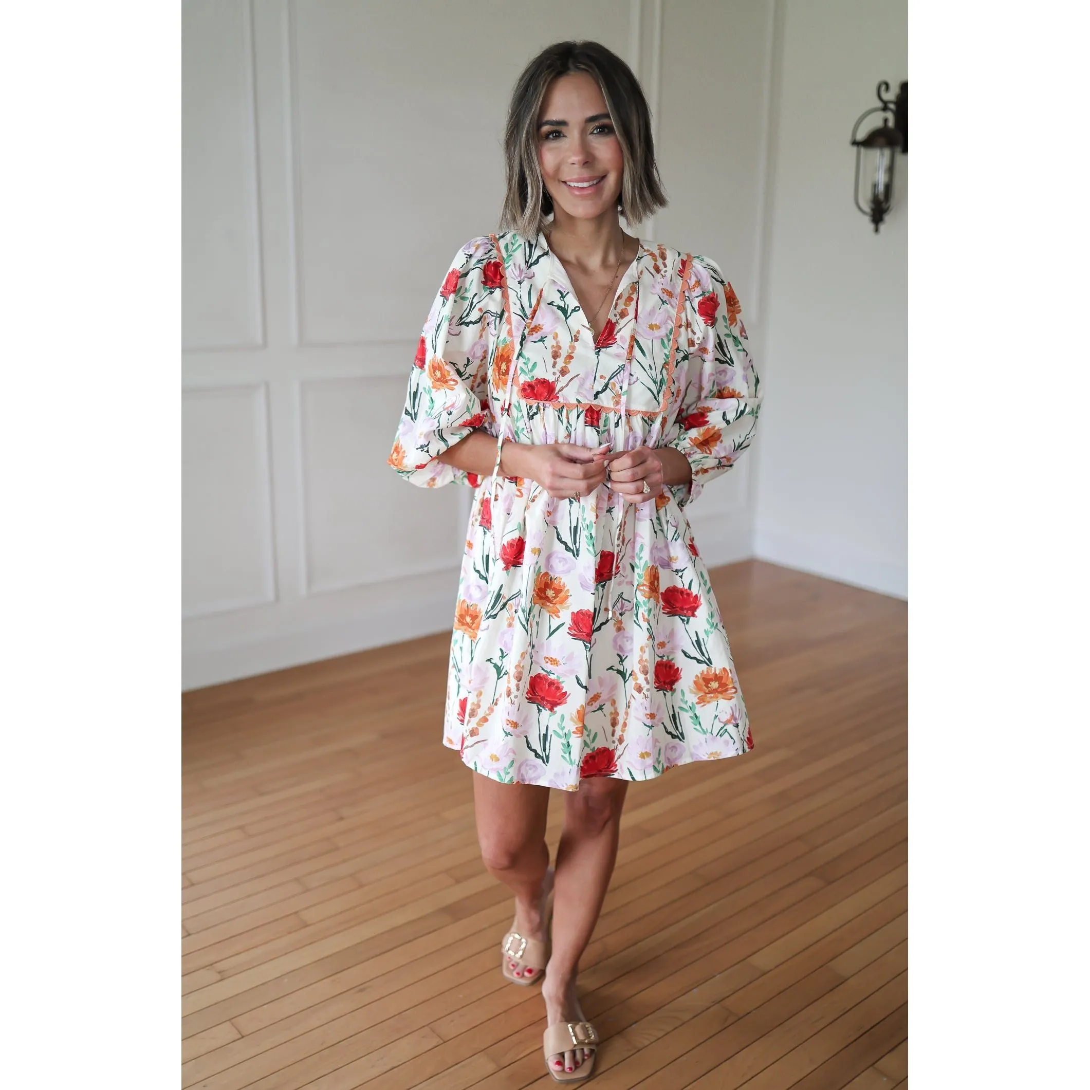 Mila Floral Print Babydoll Dress