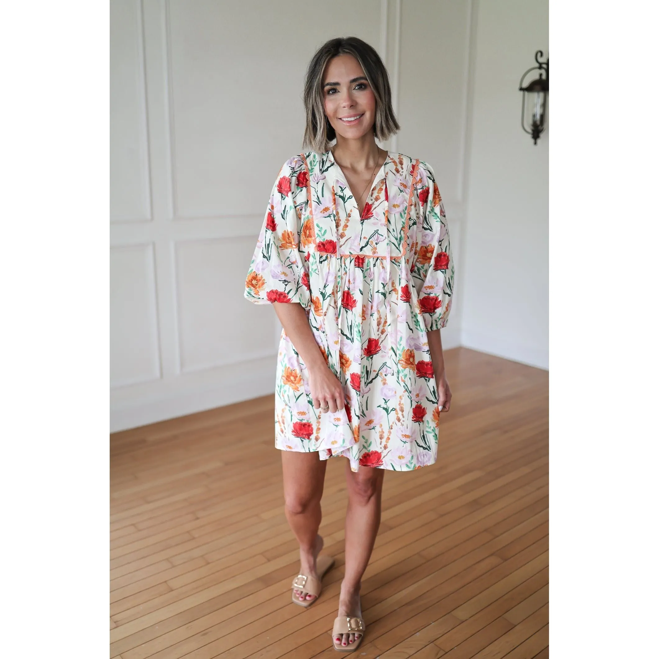 Mila Floral Print Babydoll Dress