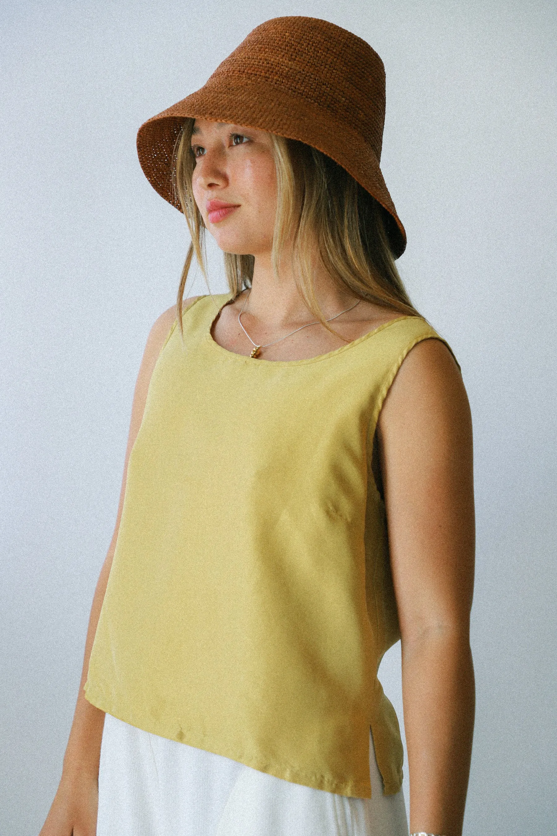 Mustard Silk Poetic Tank