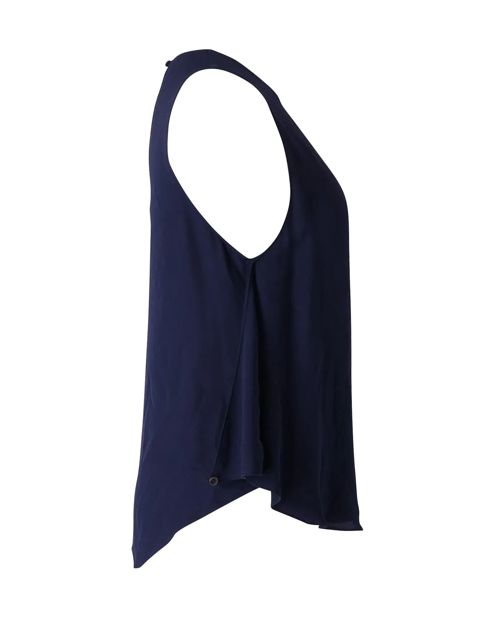 Navy Blue Silk Draped Tank Top by Theory