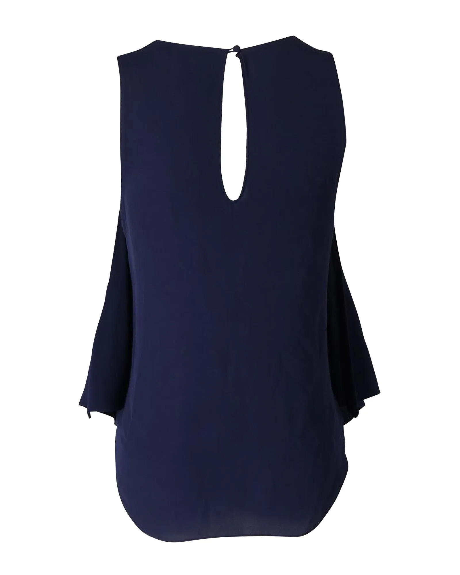 Navy Blue Silk Draped Tank Top by Theory