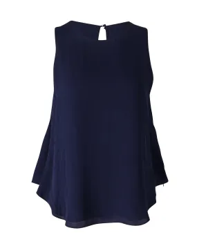 Navy Blue Silk Draped Tank Top by Theory