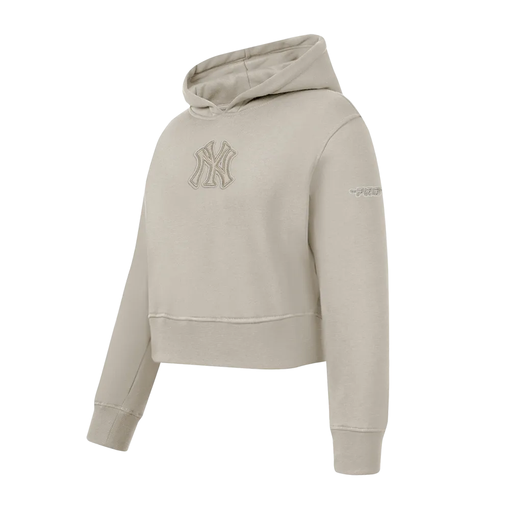 NEW YORK YANKEES NEUTRAL LITTLE GIRLS FLC PO HOODIE (TAUPE)