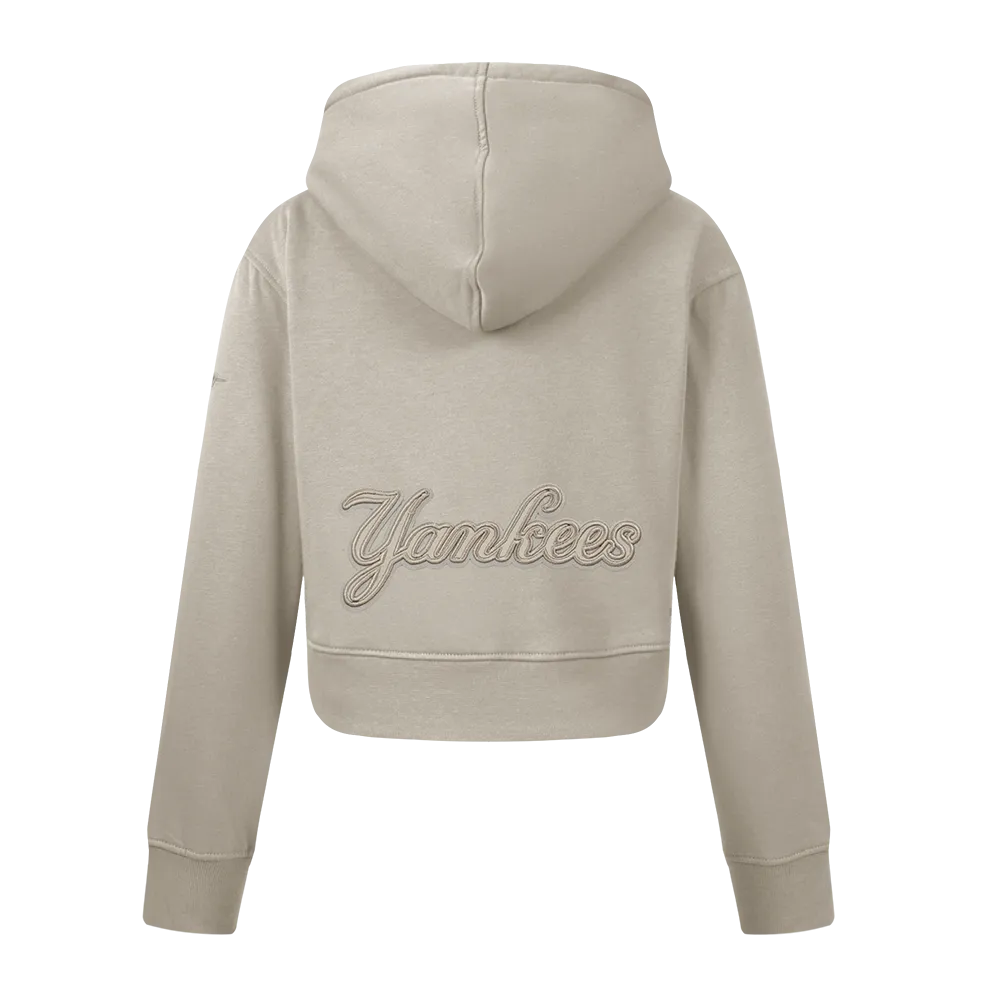 NEW YORK YANKEES NEUTRAL LITTLE GIRLS FLC PO HOODIE (TAUPE)