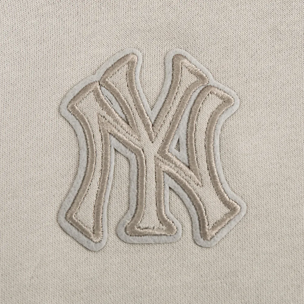 NEW YORK YANKEES NEUTRAL LITTLE GIRLS FLC PO HOODIE (TAUPE)