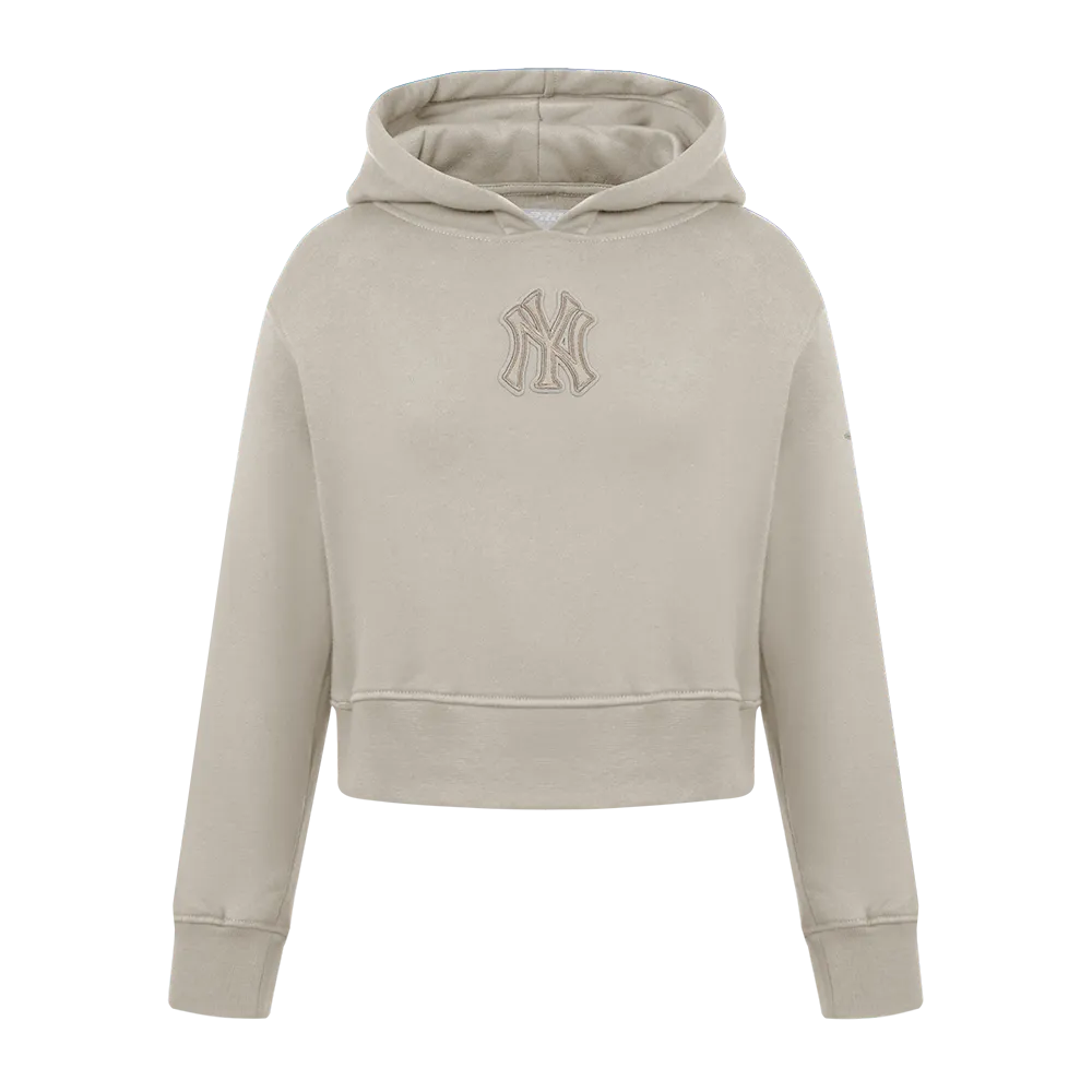 NEW YORK YANKEES NEUTRAL LITTLE GIRLS FLC PO HOODIE (TAUPE)