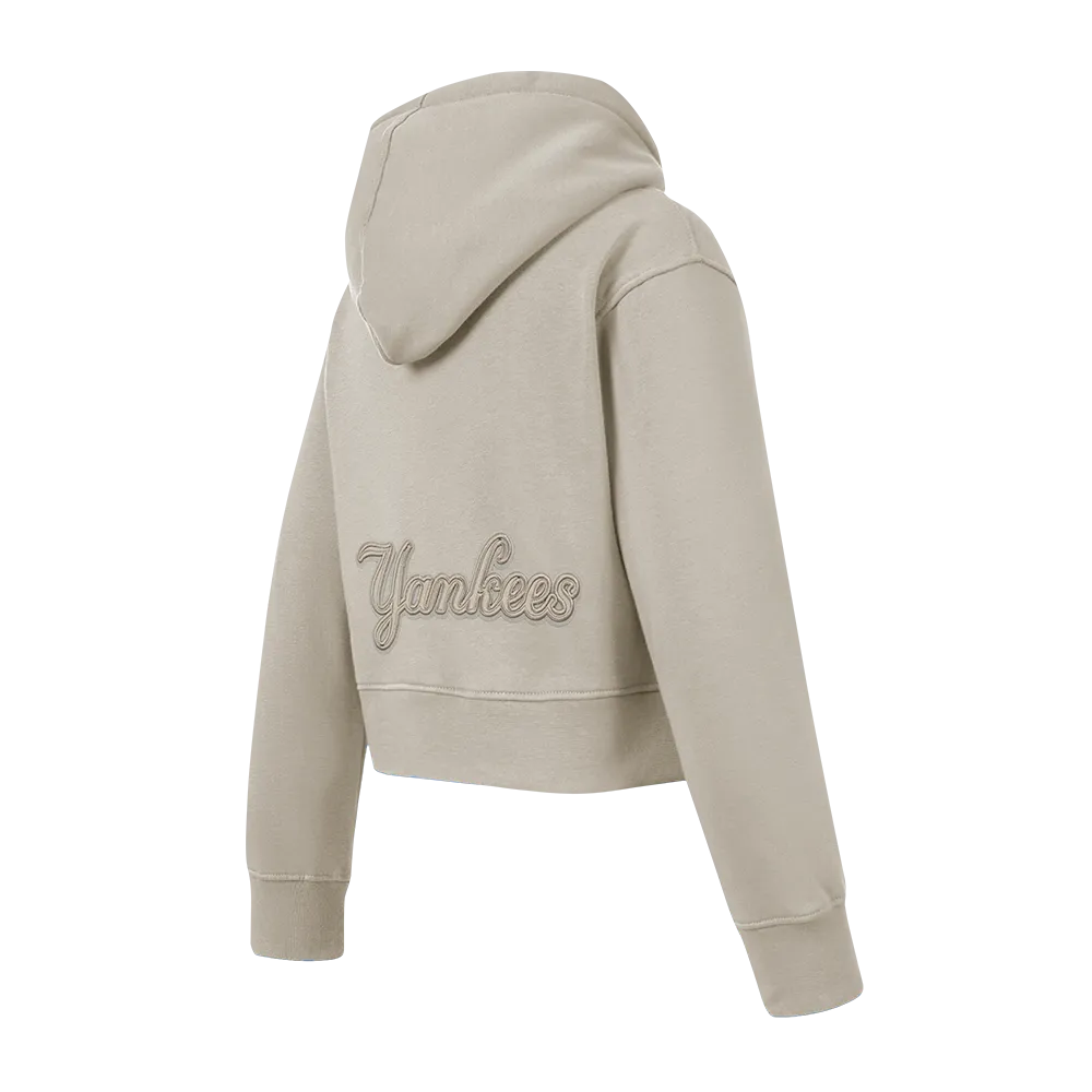 NEW YORK YANKEES NEUTRAL LITTLE GIRLS FLC PO HOODIE (TAUPE)