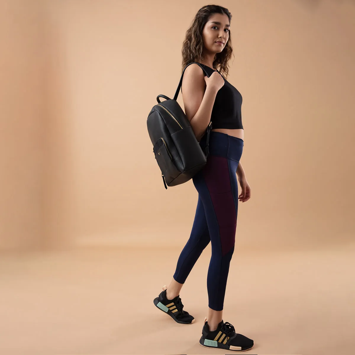 Nykd All Day High rise Color Block Breathable Leggings-NYK029-Peacoat Potent Purple