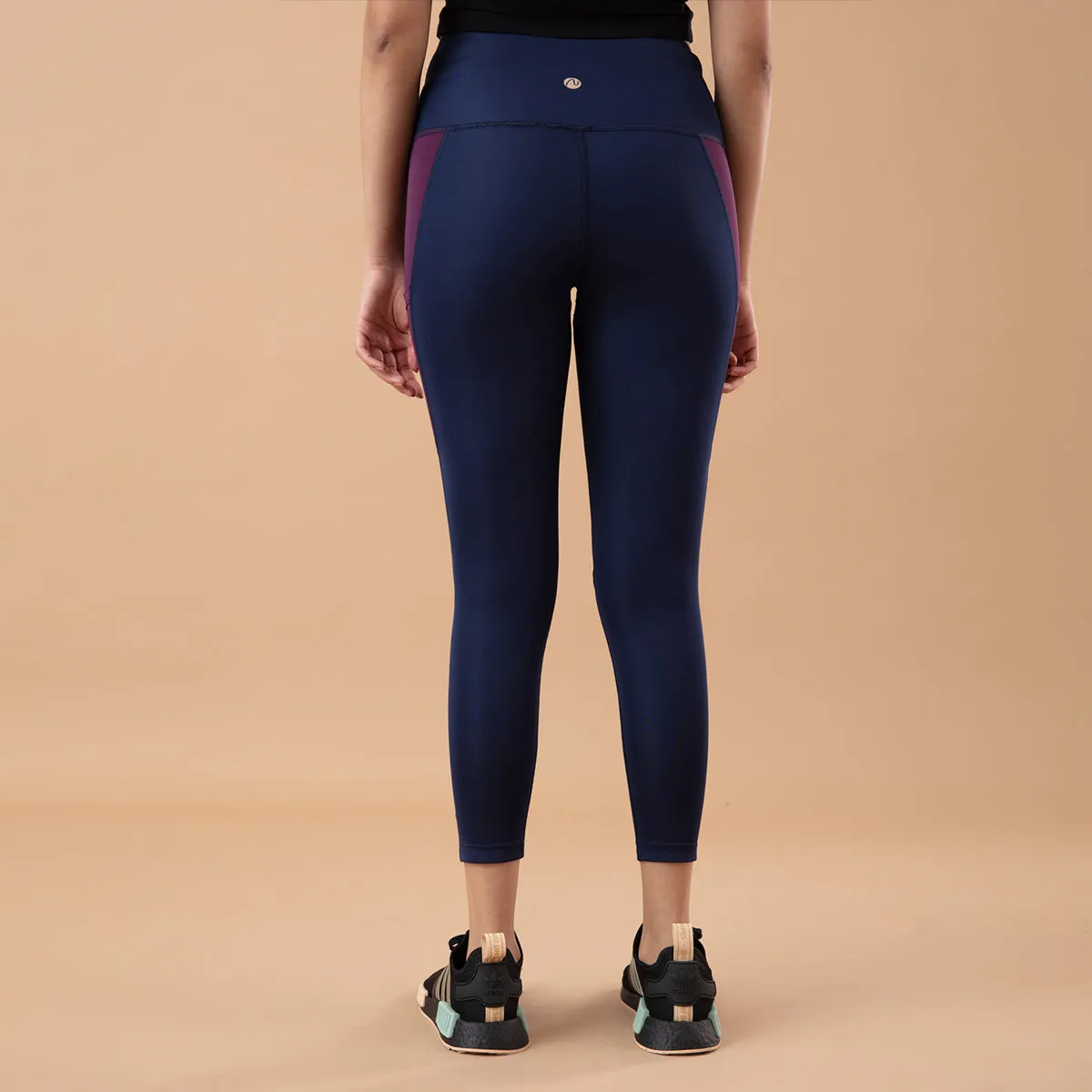 Nykd All Day High rise Color Block Breathable Leggings-NYK029-Peacoat Potent Purple