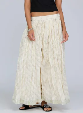 Off White Crinkled Culottes