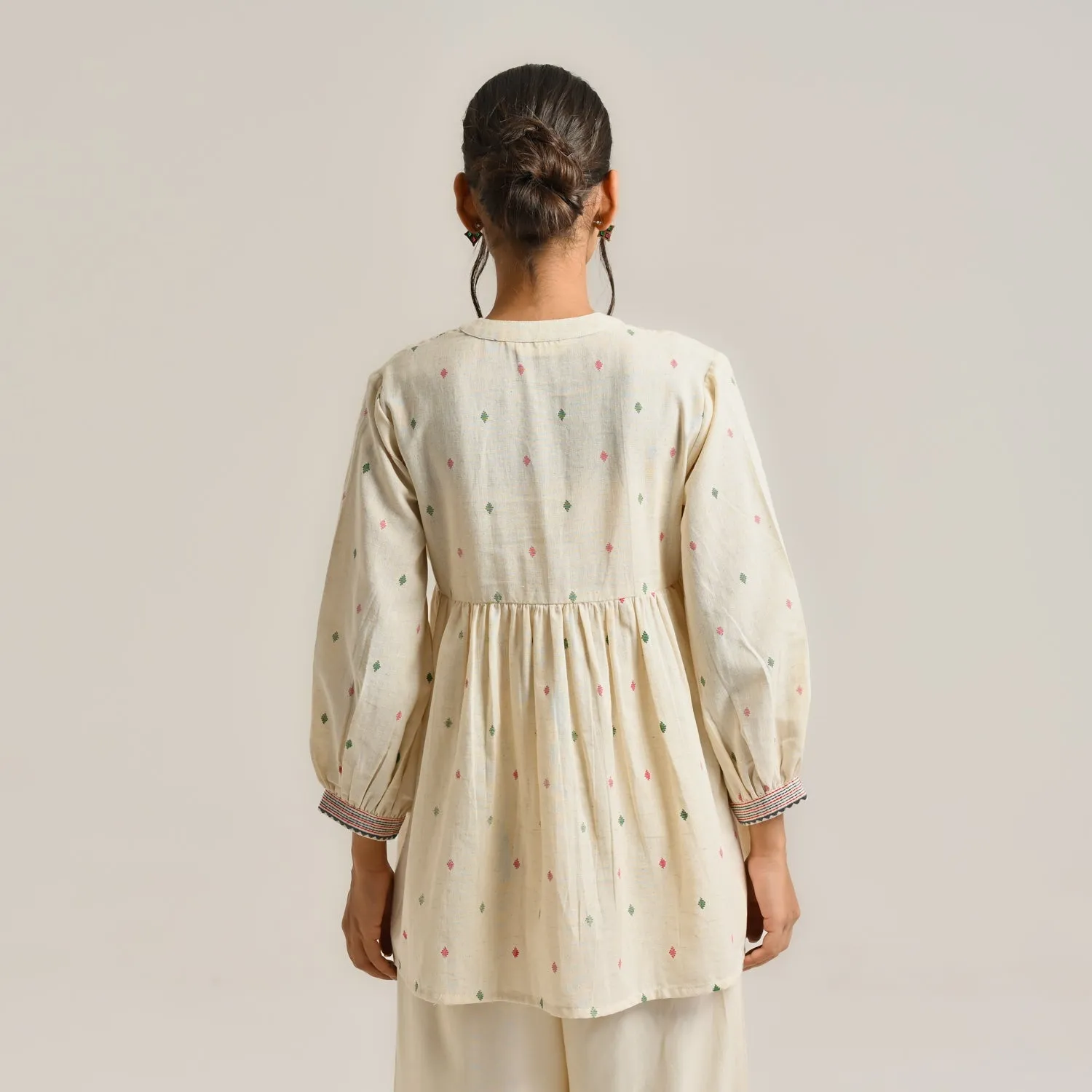Off-White Linen Cotton Jamdani Printed Tunic