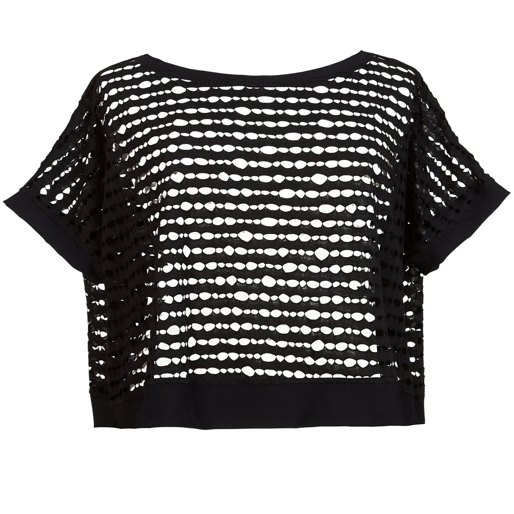 Open Knit Short Sleeve Boxy Top